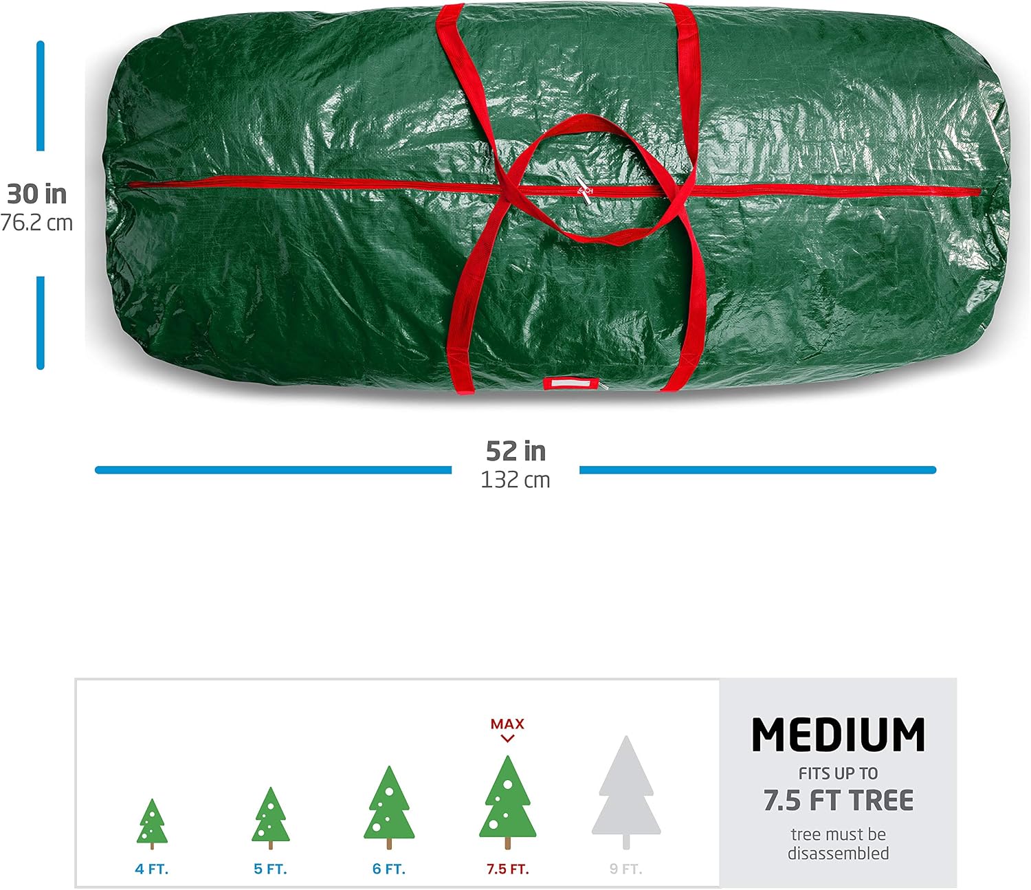 Artificial Christmas Tree Storage Bag - Fits Up to 7.5 Ft Holiday Xmas Disassembled Trees with Durable Reinforced Handles & Dual Zipper - Waterproof Material Protects from Dust, Moisture, & Insects