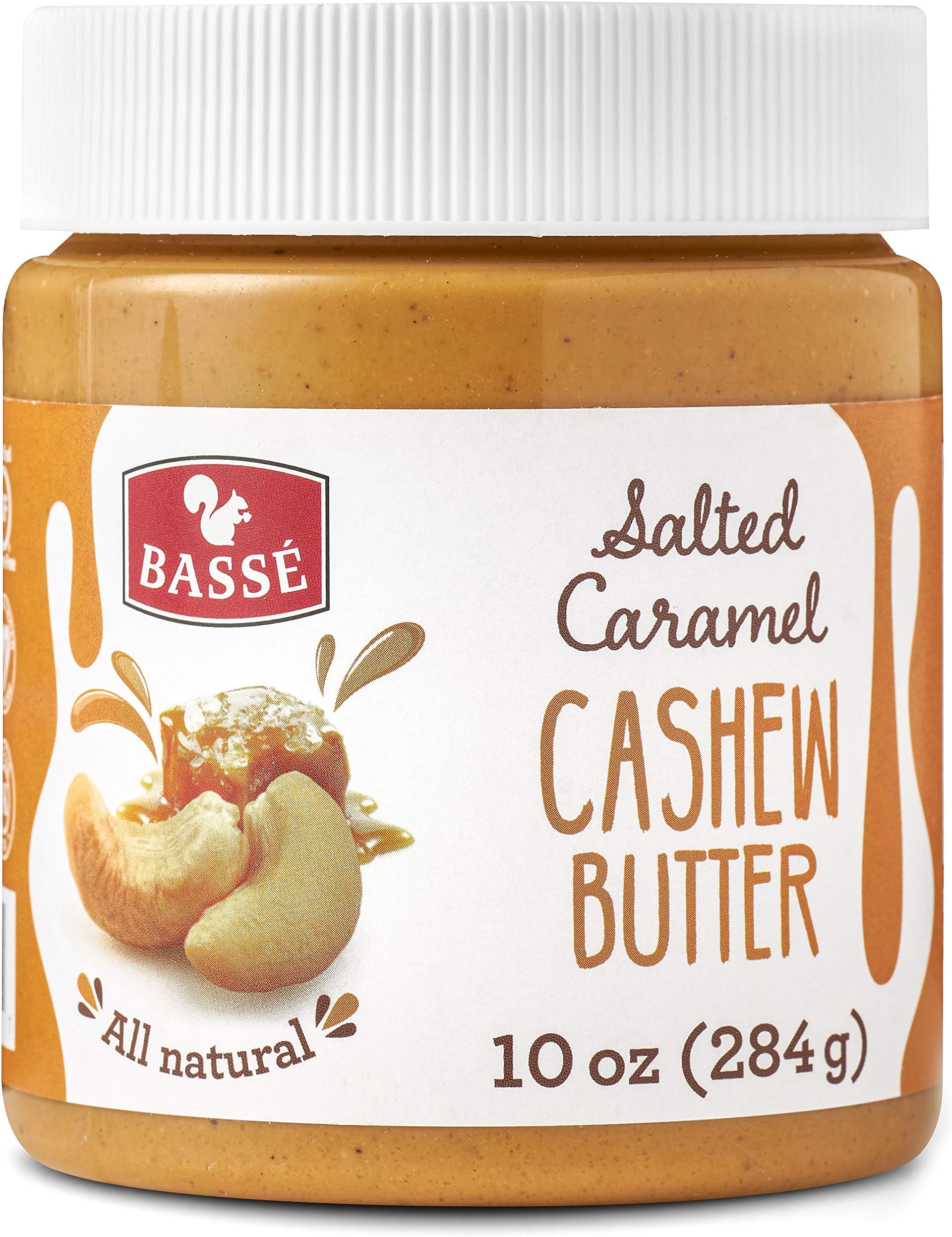 Basse All Natural Cashew Butter with Salted Caramel, Smooth and Creamy, Gluten Free 10 Oz (1 Jars)