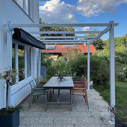 Miniatura 36 de PURPLE LEAF Pérgola de metal retráctil de 10 x 12 pies con toldo y cubierta de sombra para jardín, patio, terraza de playa, cenador, color blanco