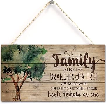 Our Family Like Branches on a Tree 6inch x12inch Wood Plank Design Hanging Sign Home Decor Art Navy-127