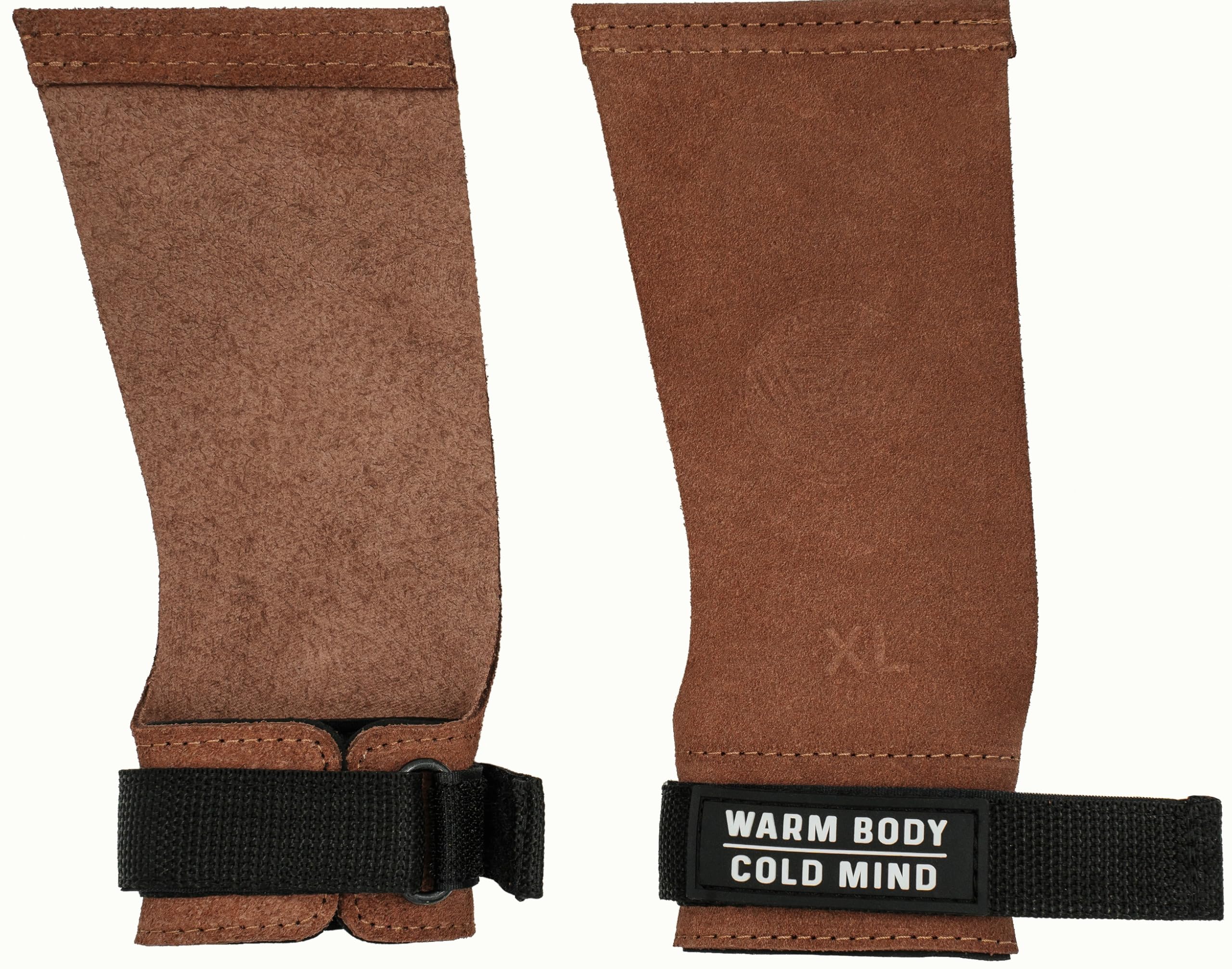 WARM BODY COLD MIND Leather Hand Grips - NO Holes for Weightlifting, Powerlifting, Gymnastics, Cross Training, Pull-Ups, Weight Lifting, Wrist and Palm Protection