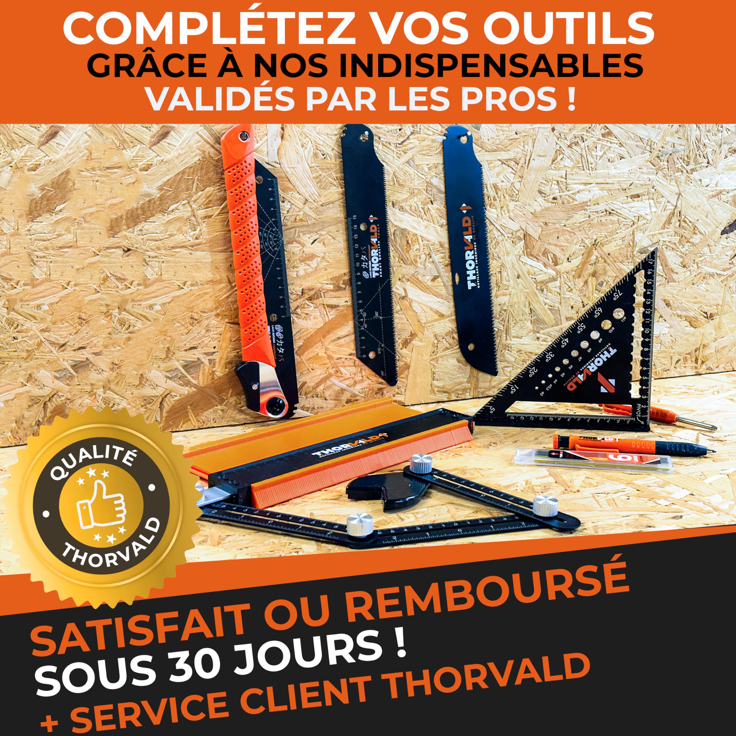 Lame Découpe précise 13 TPI 24 cm Ep 0,65mm Souple Résistante, Avec règle 15 cm, compas et Equerres Compatible Scie Japonaise Thorvald. L'outil De Référence Des Menuisiers et Charpentiers