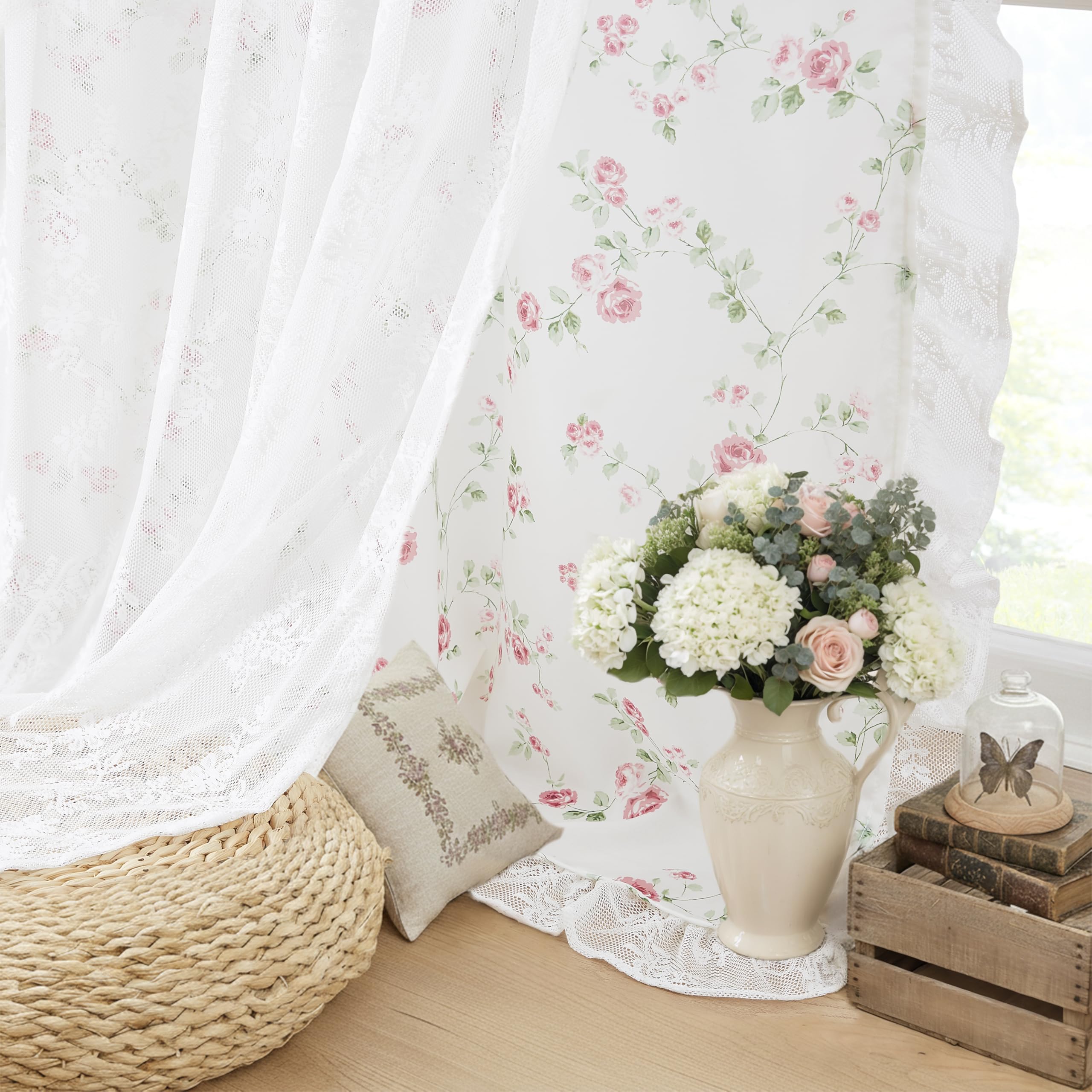 Amazon｜ZJDECOR 透けないシアーオーバーレイカーテン 63インチ