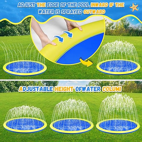 Vista 4 de Rociador antideslizante extra grande de 107 pulgadas para niños y perros, piscina para perros para niños, juguetes para exteriores para niños de 3 a