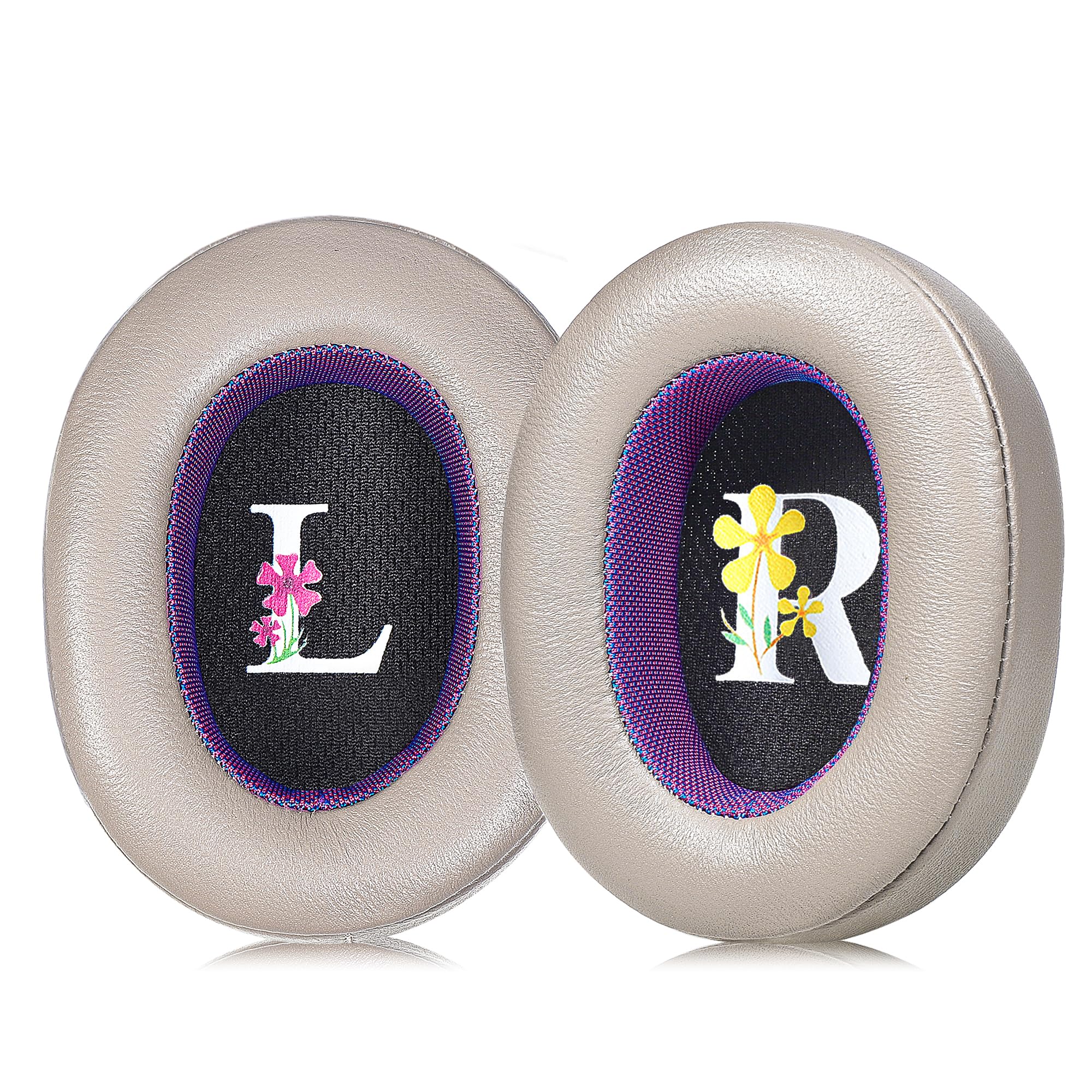 Jomwag Replacement Earpads for Sony WH-1000XM5 - Gold/Purple Sheepskin Ear Pads for Ultimate Comfort