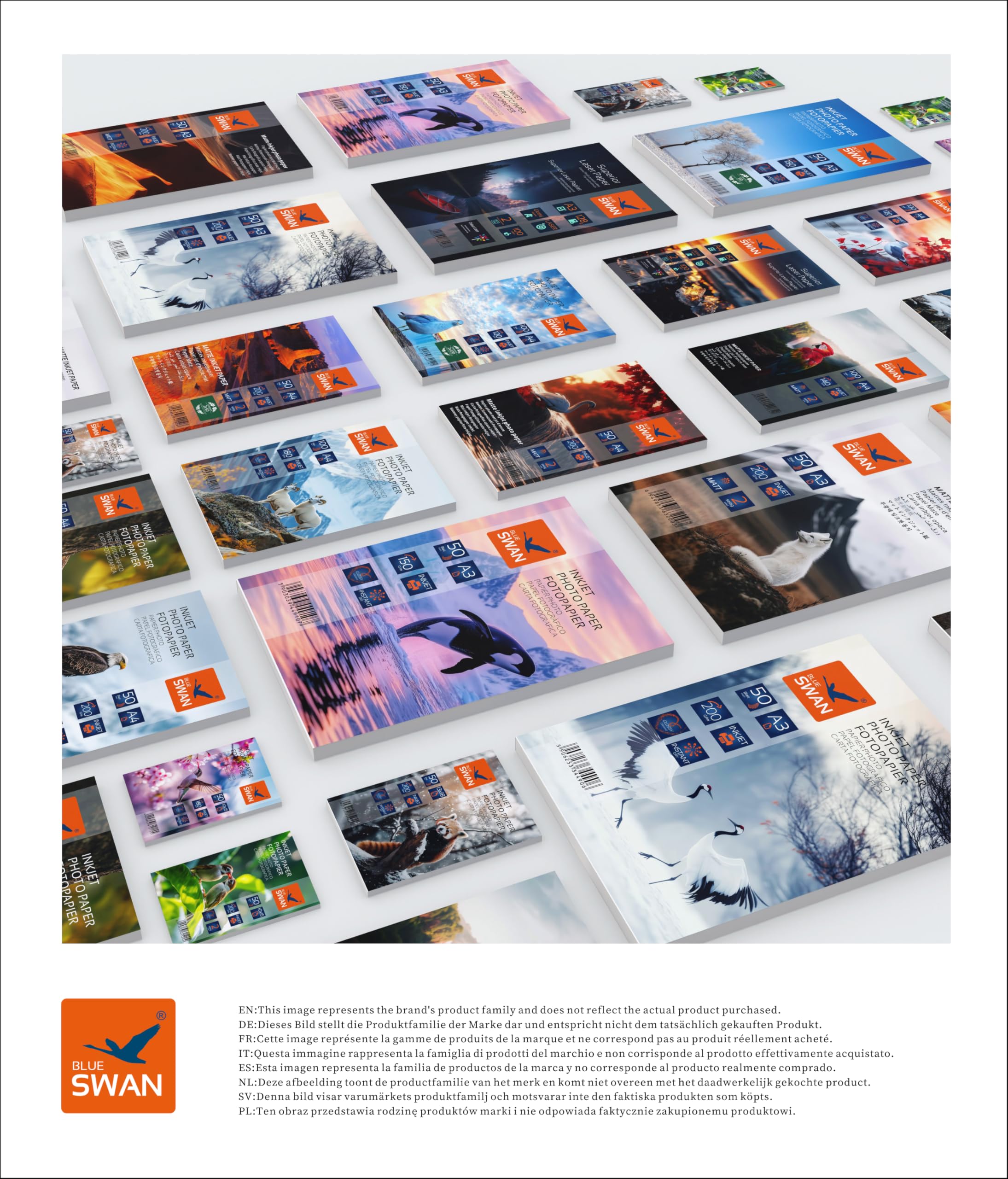 Blue Swan - Carta Fotografica Lucida, 200 Fogli, Formato A4, 157