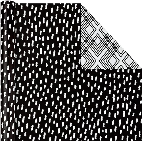 Miniatura 3 de Hallmark Rollos de papel de regalo en blanco y negro para graduación, cumpleaños, baby shower, boda, todas las ocasiones - Papel de regalo floral,