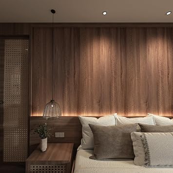 Large Walnut Wood Contact Paper Peel and Stick Wood Grain Wallpaper Removeble Self-Adhesive Wooden Look Vinyl Wall Paper Thick Bubble-Free Design for Bedroom Kitchen Wall Covering 48x591 inch