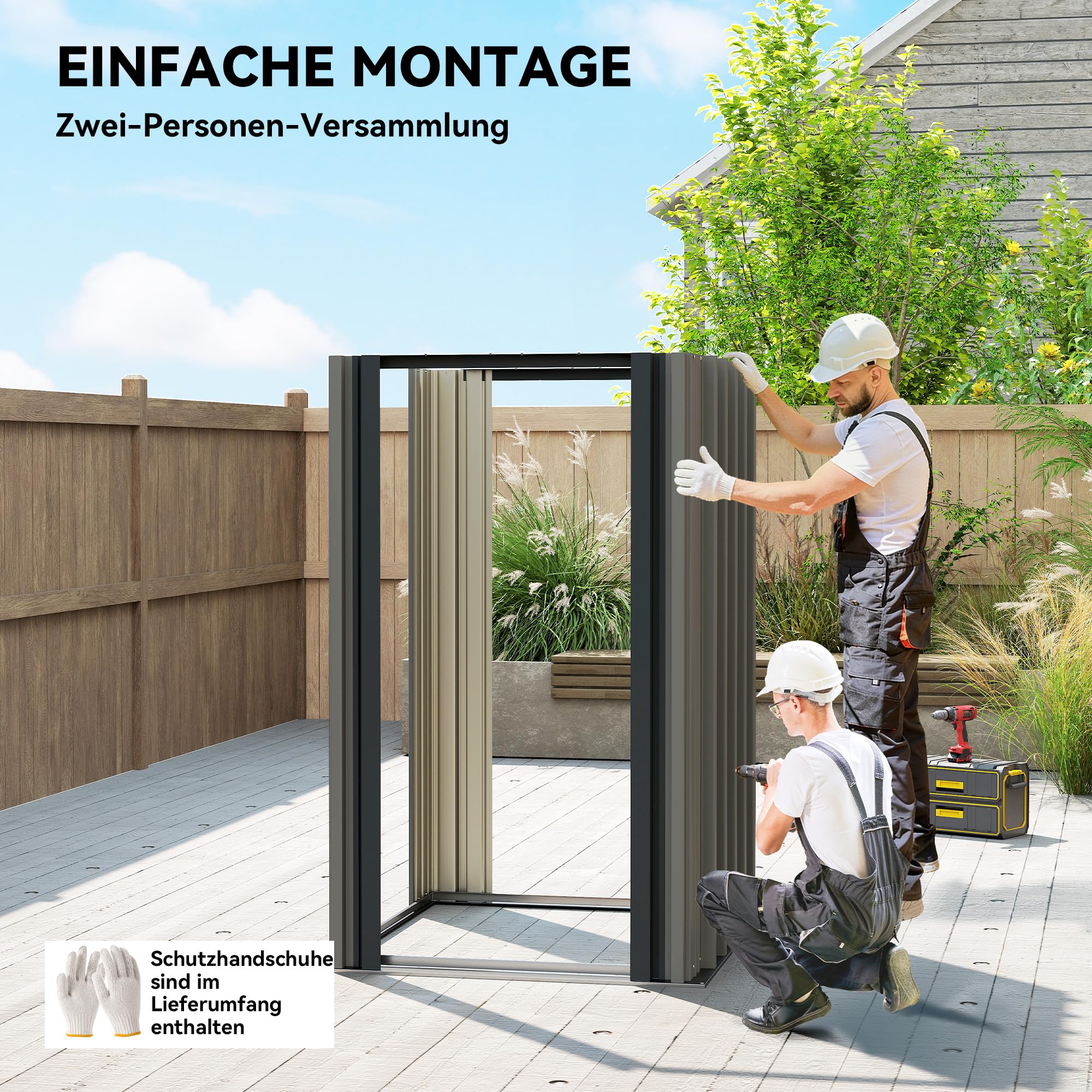 Outsunny Casetta attrezzi metallo 1,17 m² tetto a due falde 122x121x192 cm resistente intemperie grigio chiaro