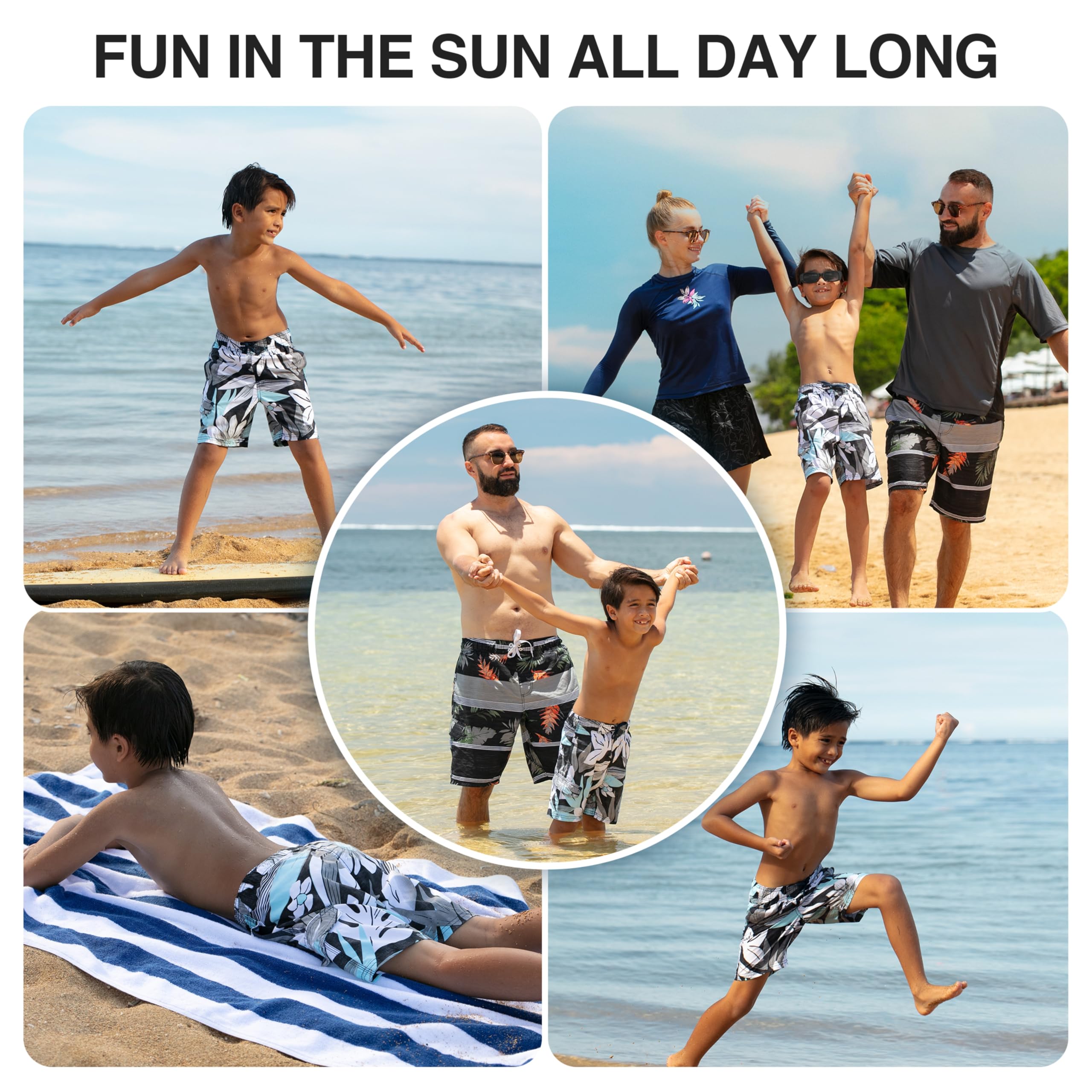 Kanu Surf Boys' Reflection Quick Dry UPF 50+ Beach Swim Trunk, Abacos Black, Medium (5/6)