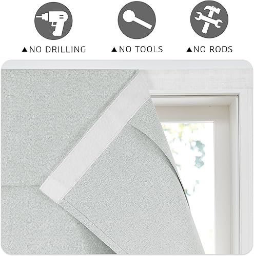 Miniatura 79 de RYB HOME Cortinas de privacidad para puerta francesa, rica textura de lino, cortinas para oscurecer la habitación, cortinas y cortinas