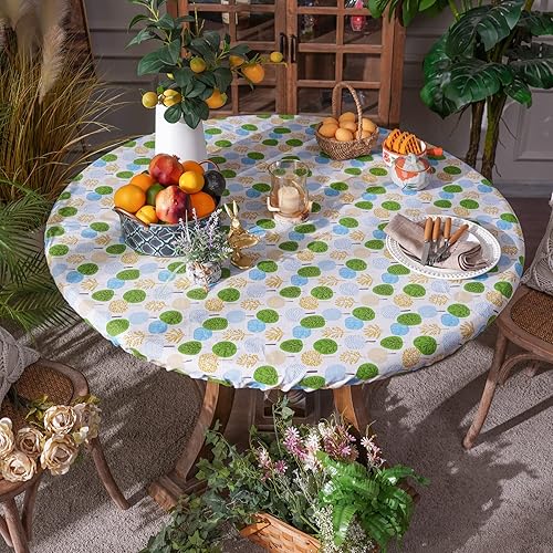 ARTABLE Funda para mesa redonda, bordes elásticos, mesas ajustables, impermeables, flores vintage para acampar al aire libre, viaje, mesa de patio