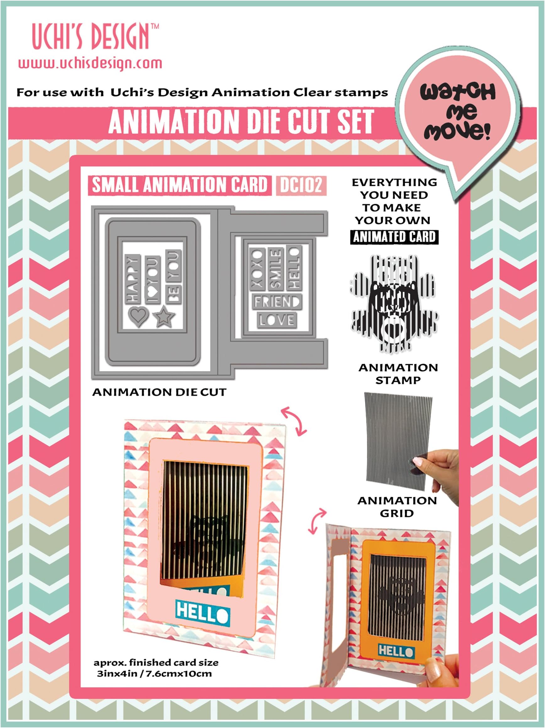 Uchis Design Animation Envelopes, Die Cuts & Clear Stamp Combo (10 x 7.6 cm)