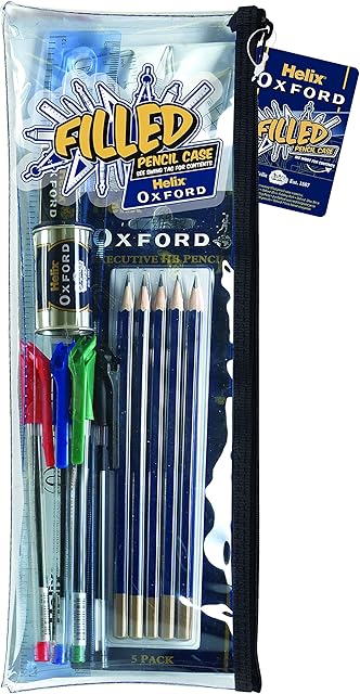 Helix Oxford Complete Stationery Set in 13.5 inch Pencil Case