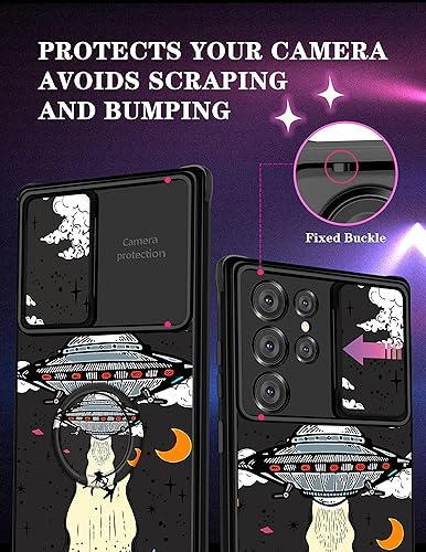 Miniatura 3 de Goocrux Funda 2 en 1 para Samsung Galaxy S22 Ultra para mujeres, hombres y niñas, linda cubierta de teléfono OVNI a la moda, diseño de universo de