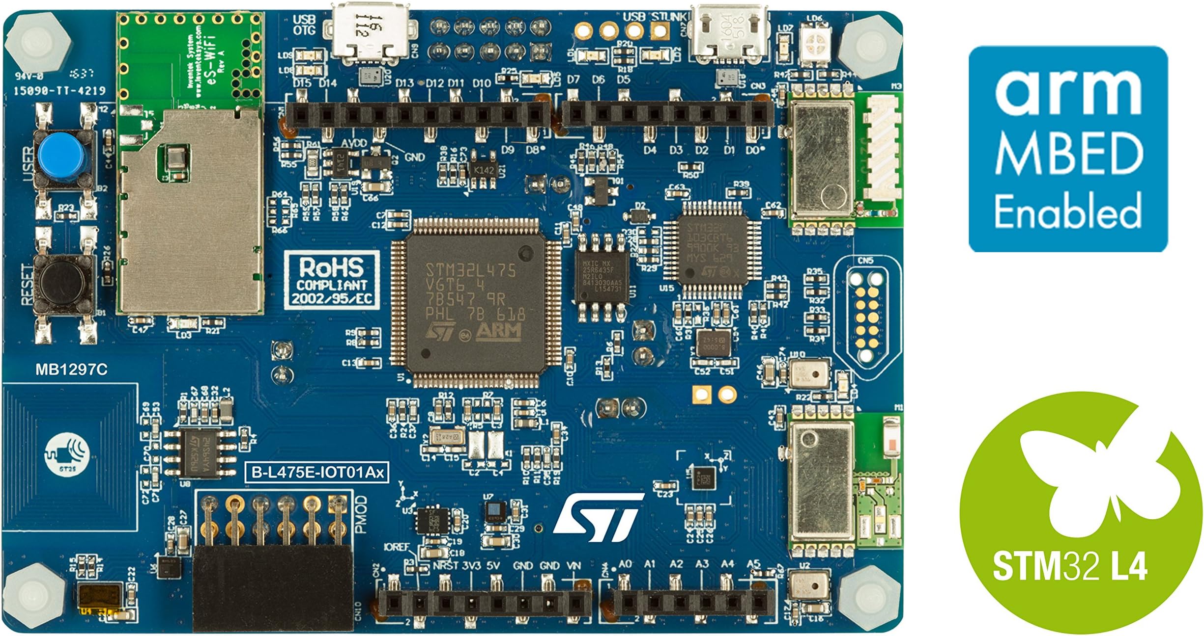 B-L475E-IOT01A1 STM32L4 Discovery kit IoT node, low-power wireless, BLE, NFC, Sub-GHz, Wi-Fi