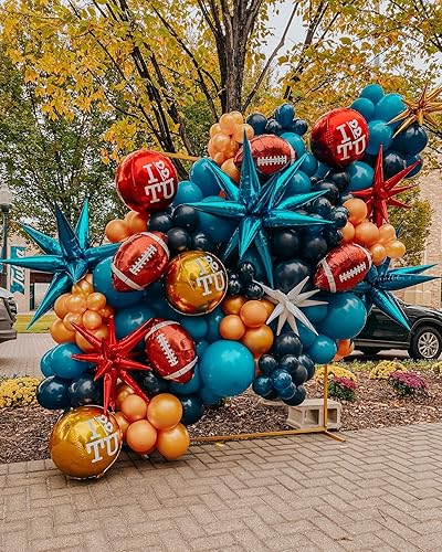 Miniatura 5 de LHOAVWE Globos de fútbol de 18 pulgadas, paquete de 10 globos de fútbol de rugby para puerta trasera, día de juego, suministros temáticos de rugby y