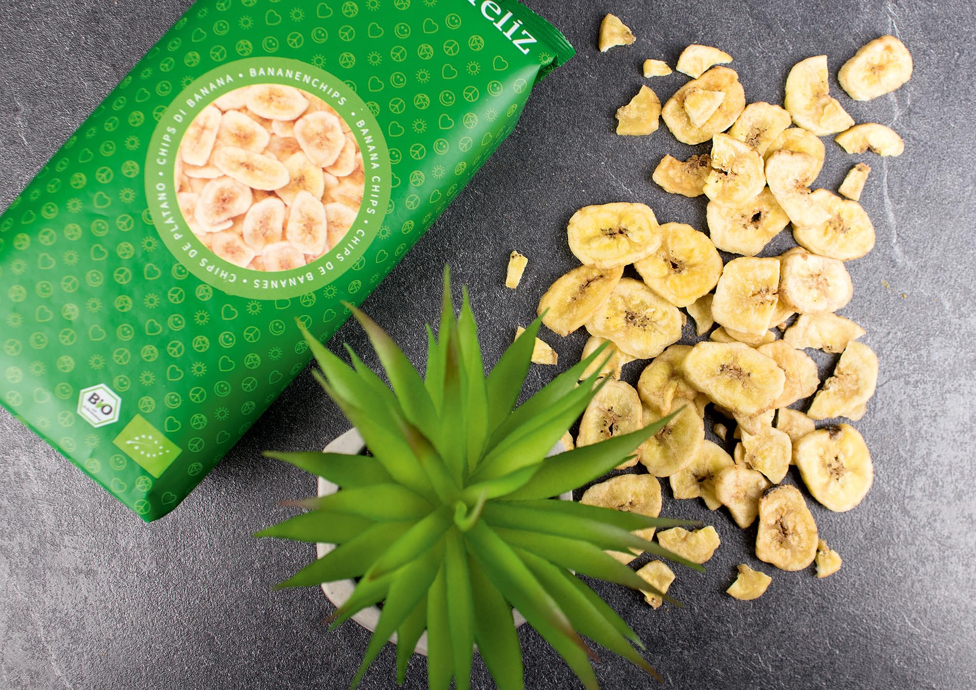 Mundo Feliz Chips de Plátano Ecológicos, 3 x 250 g
