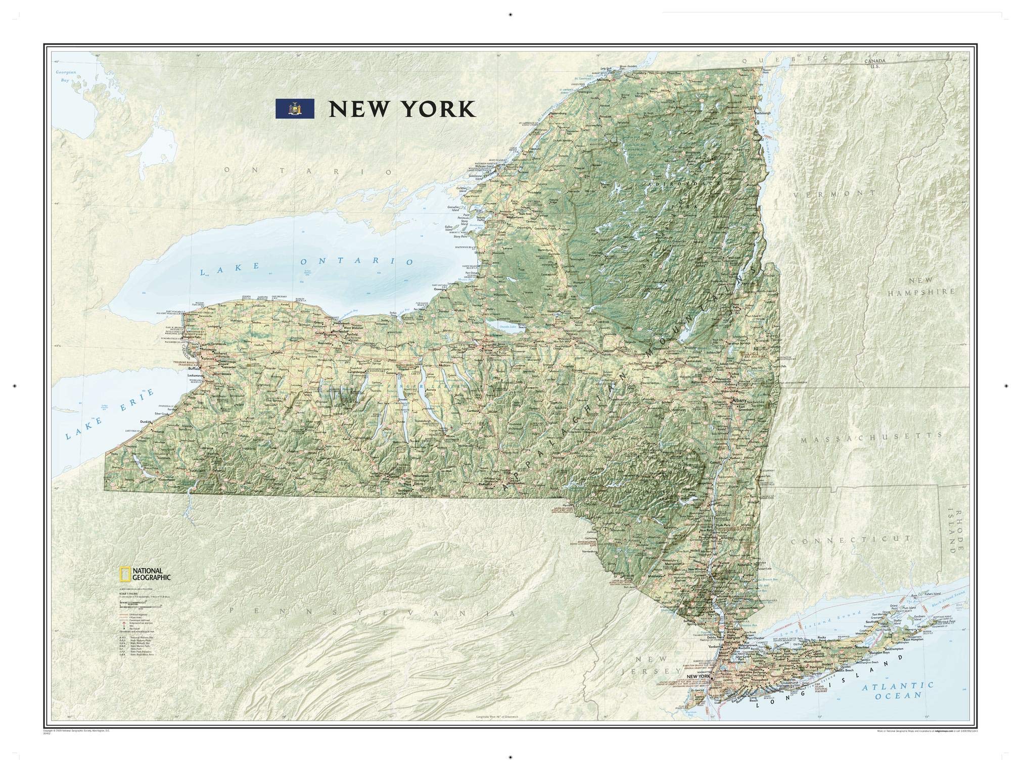 National Geographic New York Wall Map (40.5 x 30.25 in) (National Geographic Reference Map)