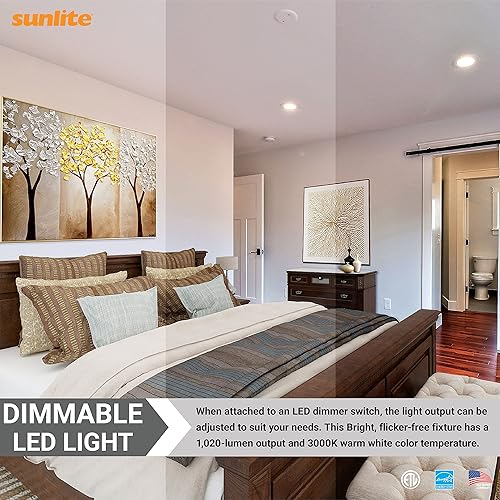 Miniatura 5 de Sunlite 41283-SU - Luminaria empotrable LED redonda de 6 pulgadas, 15 vatios (equivalente a 100 W), 1020 lúmenes, regulable, Energy Star,