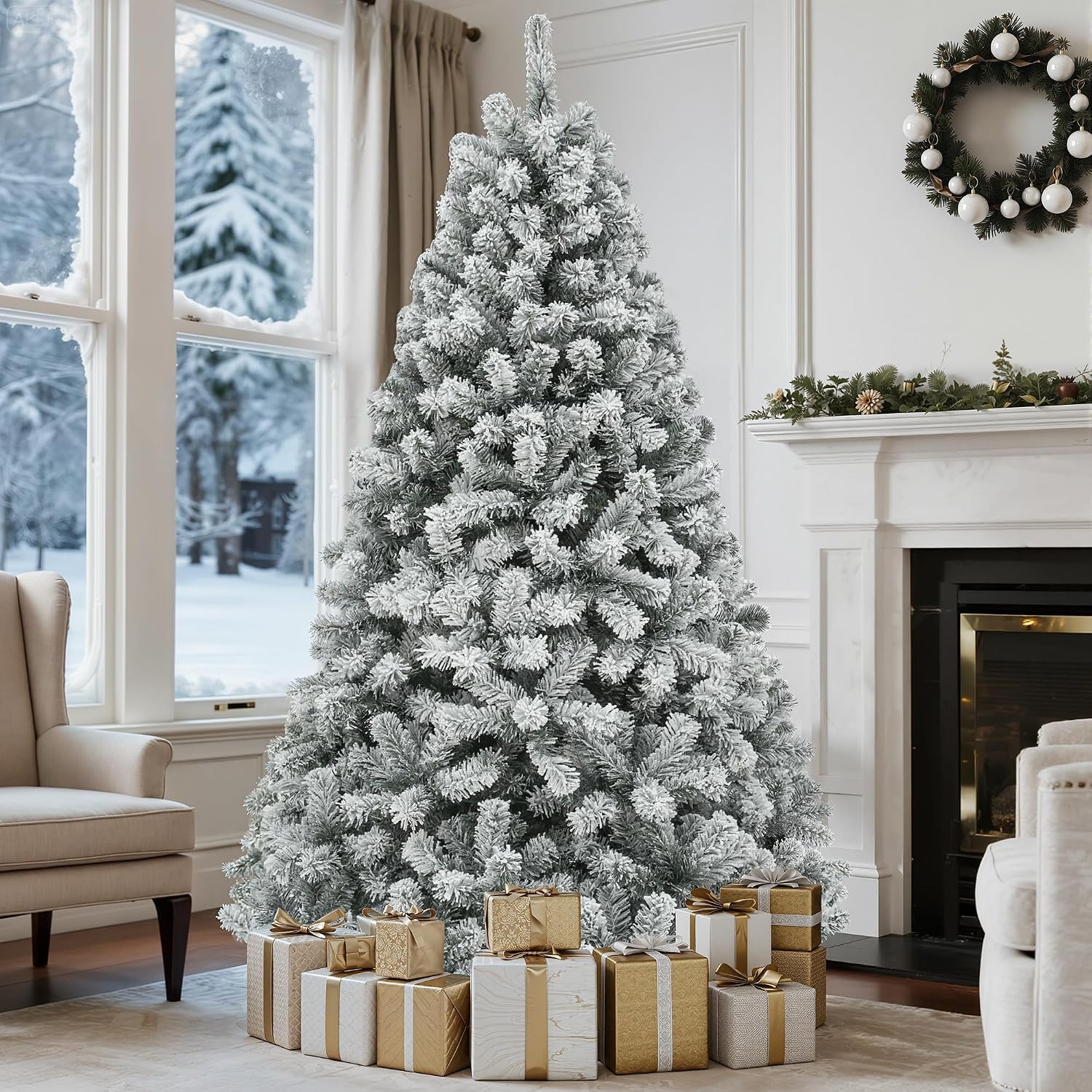 GOOBED 7.5ft Snow Flocked Christmas Tree