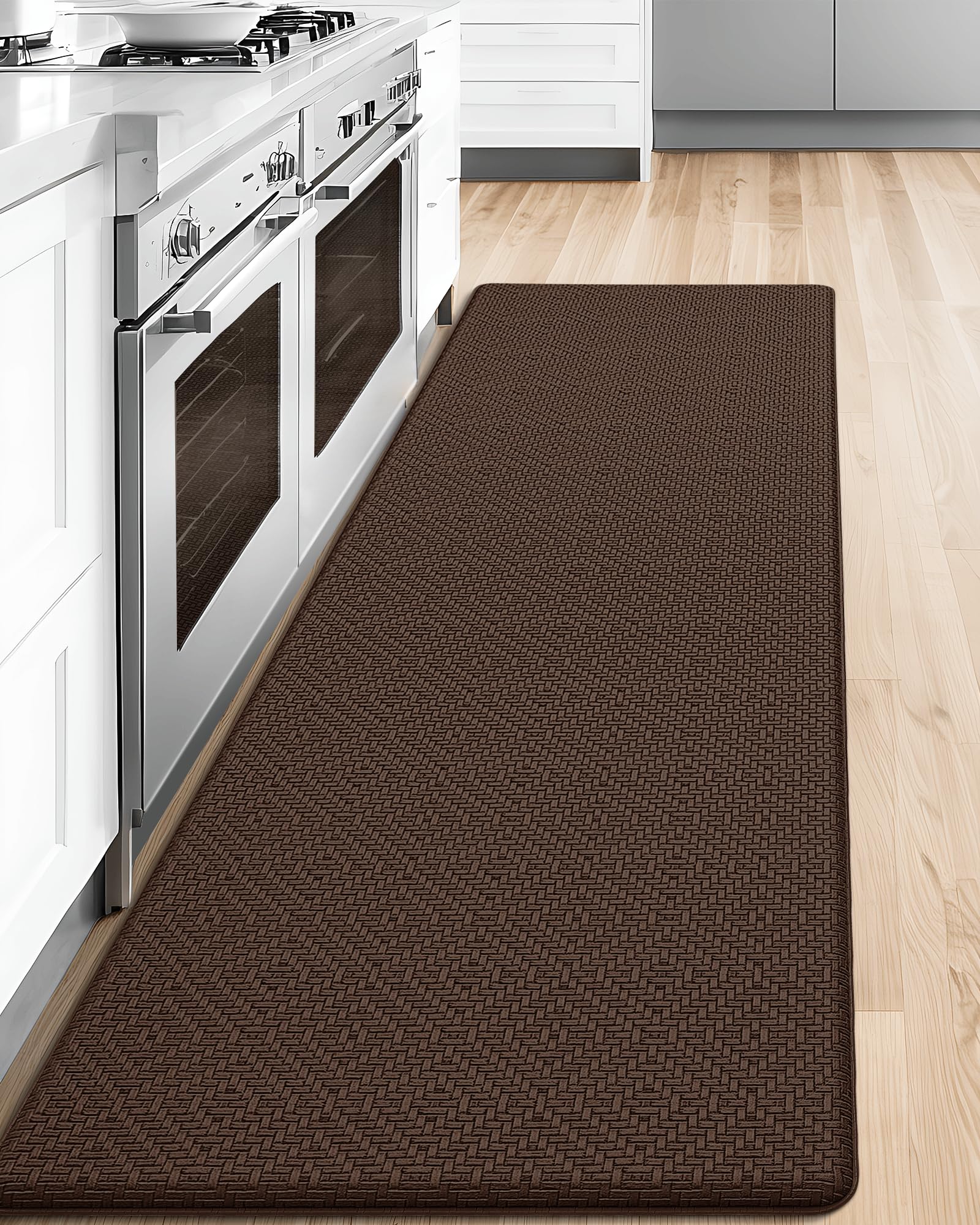 COLOR&GEOMETRY 44x75 cm Alfombrilla Cocina Lavable Antideslizante, Alfombra vinilica Cocina, antifatiga, Antideslizante, Alfombra de Cocina Acolchada con Espuma para Estar de pie, cómoda, Marrón