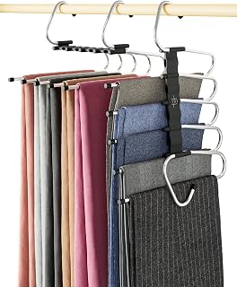 MORALVE Hosenbügel Platzsparend – 2er Pack Mehrfachhosenbügel mit Anti-Rutsch-Beschichtung – Platzsparende Kleiderbügel für Jeans, Hosen, Röcke, Schals & Stoffhosen – Schwarz