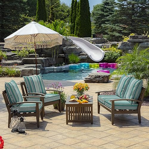 Miniatura 5 de Arden Selections Juego de cojines de asiento profundo para exteriores, 24 x 24 pulgadas, repelente al agua, resistente a la decoloración, cojín de