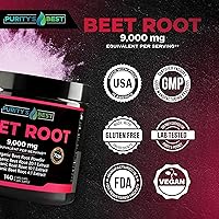 Vista 6 de Purity's Best - Polvo de raíz de remolacha de 9,000 mg, 140 pastillas vegetarianas, cápsulas de raíz de remolacha Apoya la circulación sanguínea