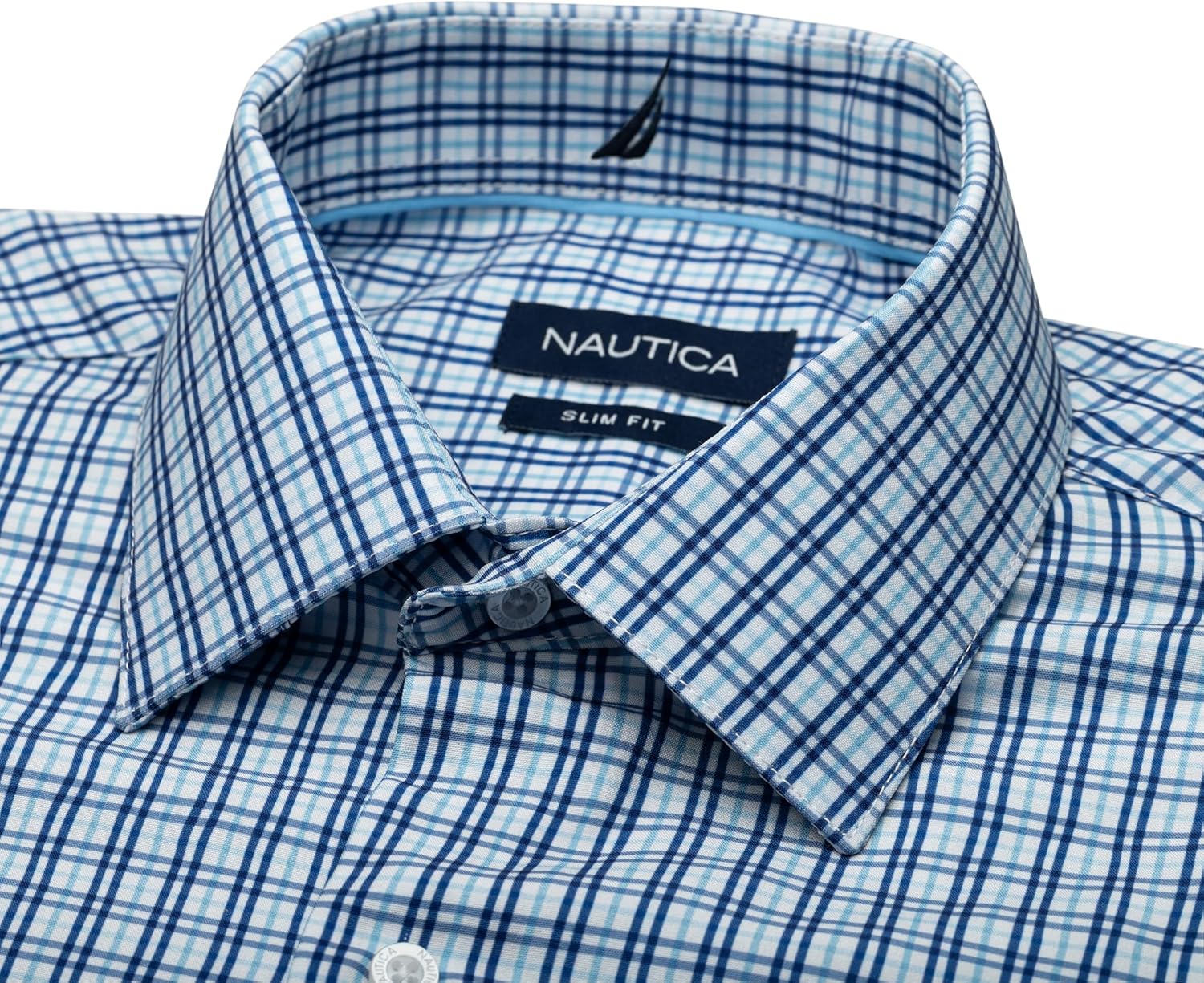 Nautica Slim Fit Long Sleeve Shirts for Men Dress Shirt Wrinkle Free 4-Way Stretch Polyester Cooling Technology - Image 3