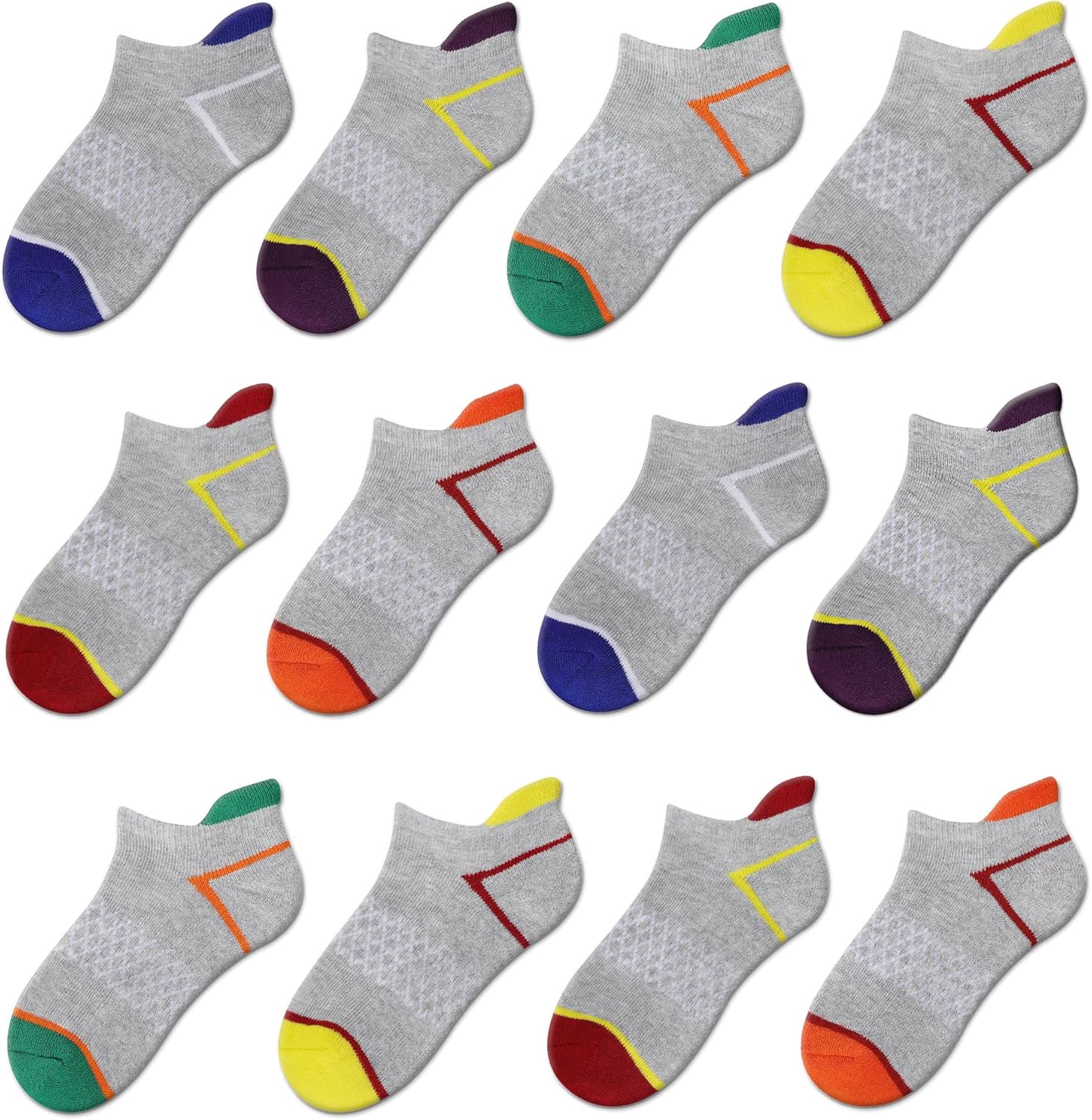 Comfoex 12 Pairs Boys Socks Ankle Athletic Socks With Cushioned Sole For 4-6 6-8 8-10 Years Old Kids - Image 5