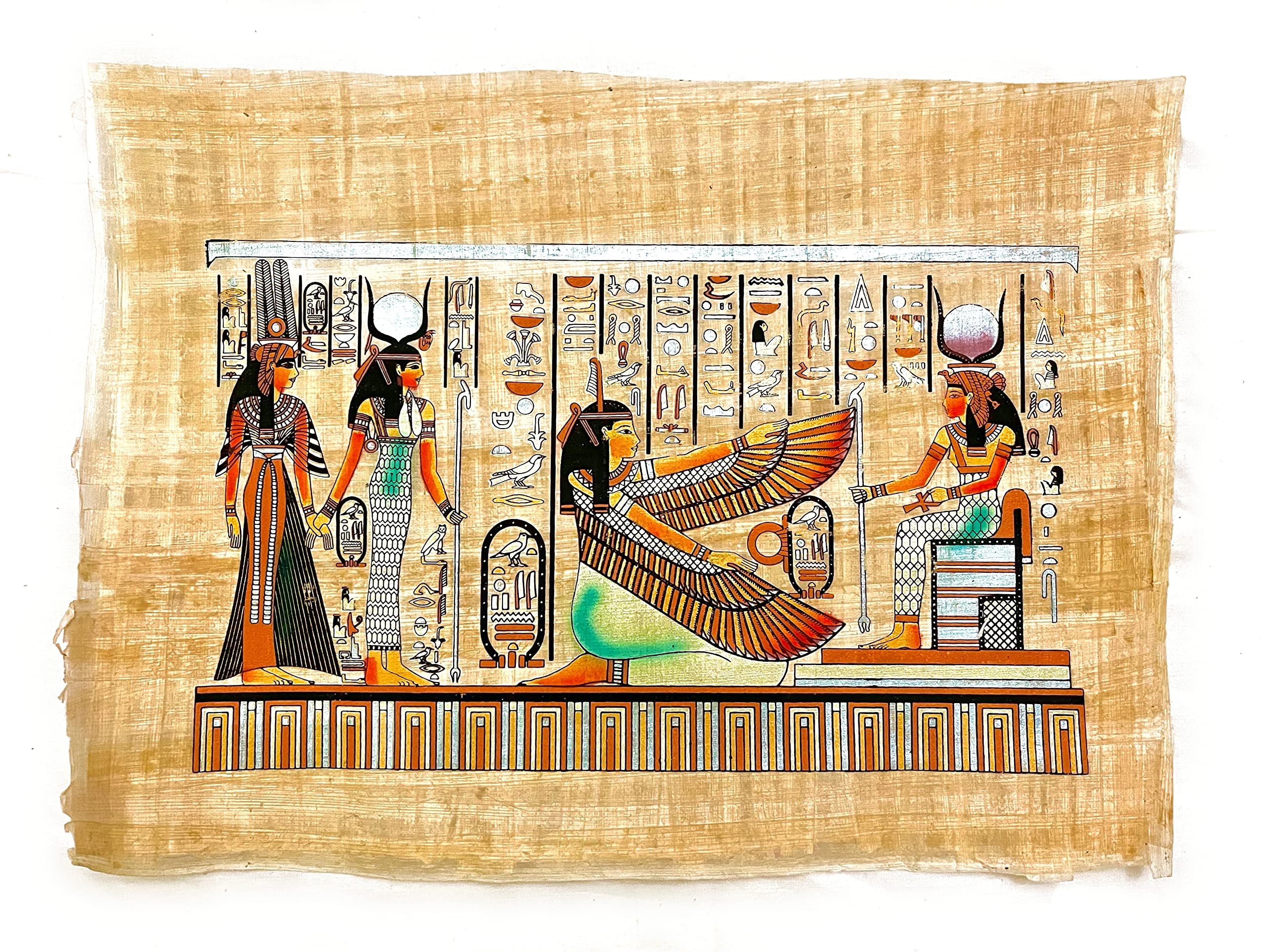 Amazon | 3シート エジプトのパピルス絵画 オリジナル ハンド