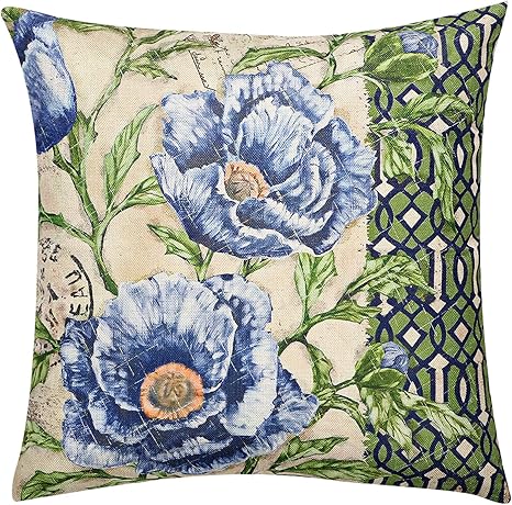 Amazon Co Jp Click クッションカバー 45 45cm 花柄 アンティーク 大人 可愛い おしゃれ 部屋装飾 ソファ 青花 ホーム キッチン
