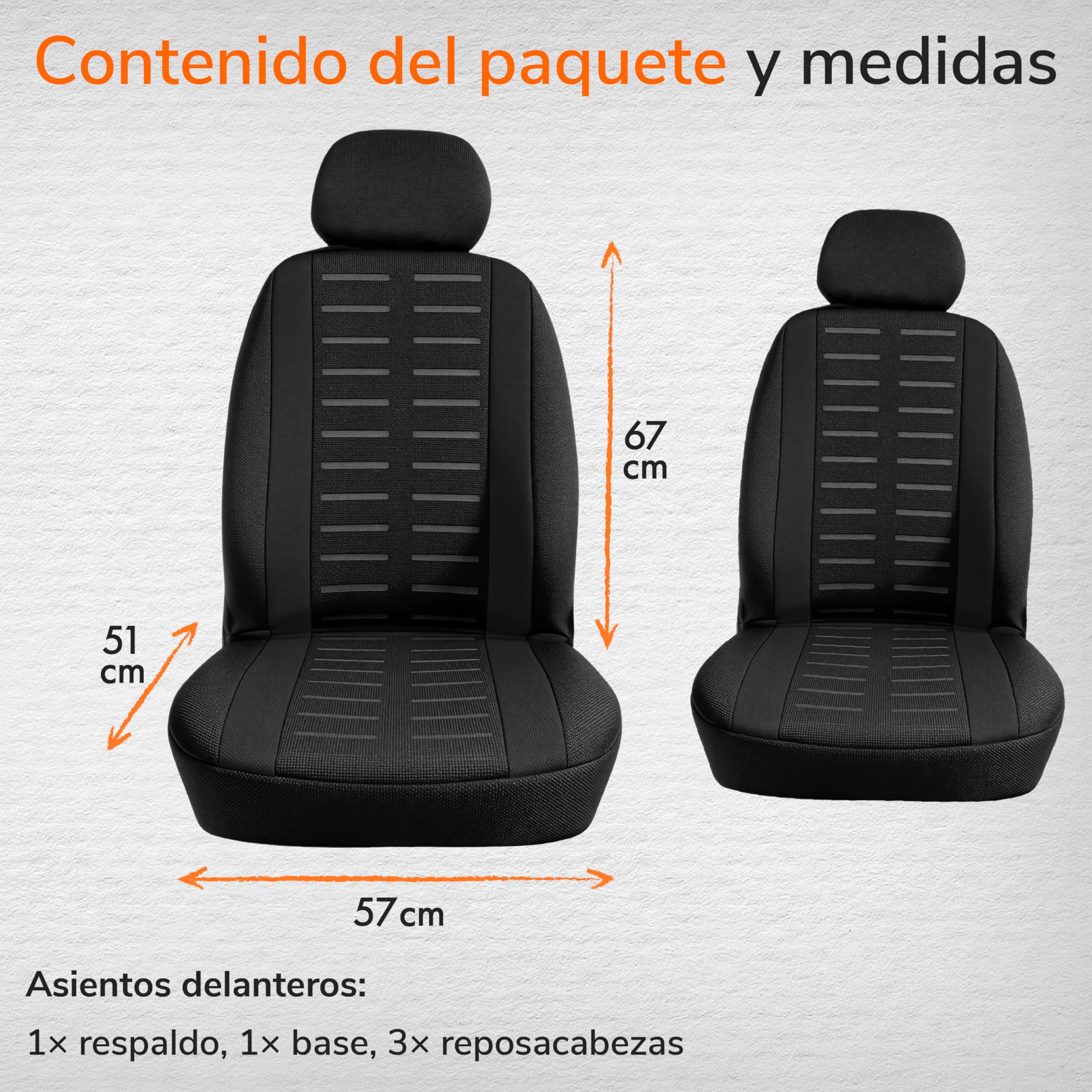 Upgrade4cars Fundas para Asientos Delanteros Set Versión 2026 | Fundas Protectores Universales en Negro para Conductor y Acompañante | Accesorios Coches Interior Decoración
