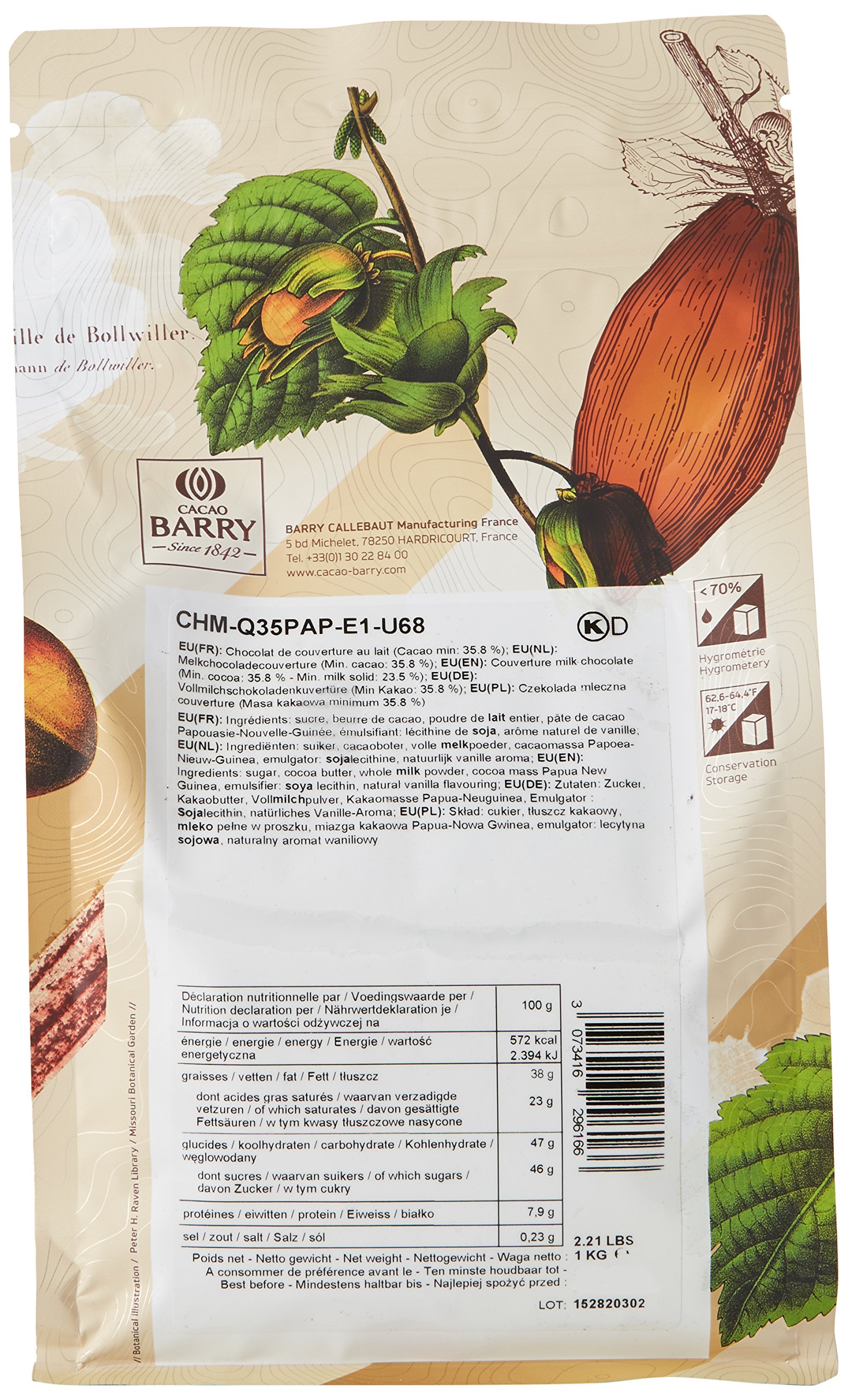 CACAO BARRY 35% Min Cacao Chocolat Papouasie Pistoles 1 kg