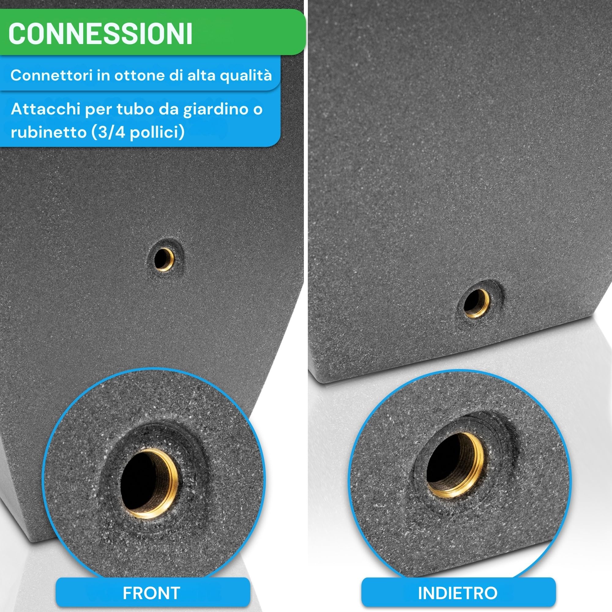 YourCasa PureFlow - Botte per acqua piovana, 100 l, con filettatura in metallo e cestello per filtri, in plastica, resistente al gelo, per giardino