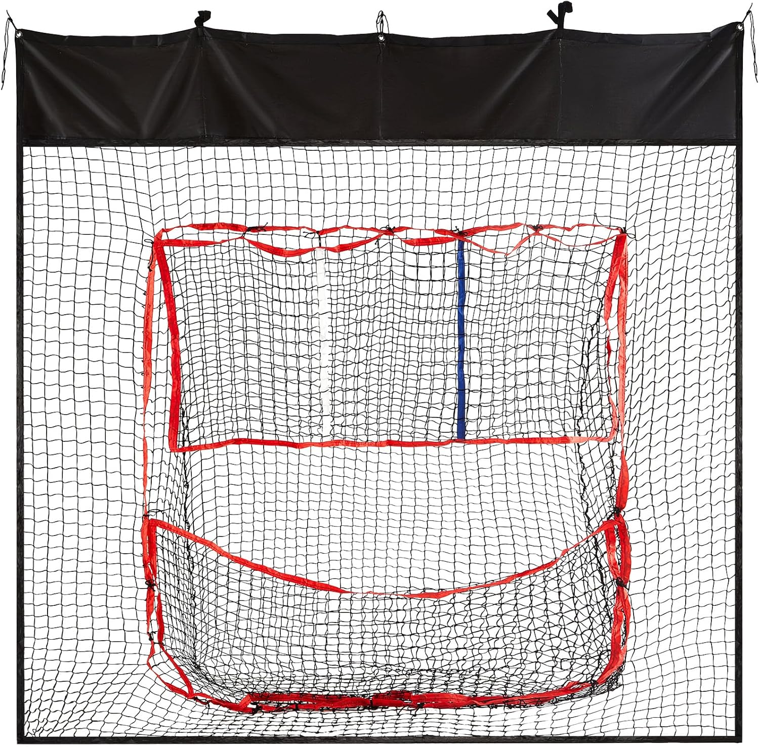 7.67 x 8 ft Hanging Baseball Pitching Net Baseball Batting Cage Net with Target as Batting Practice Equipment Softball Hitting Net Attaches and Hangs on Garage Door for Training Adults