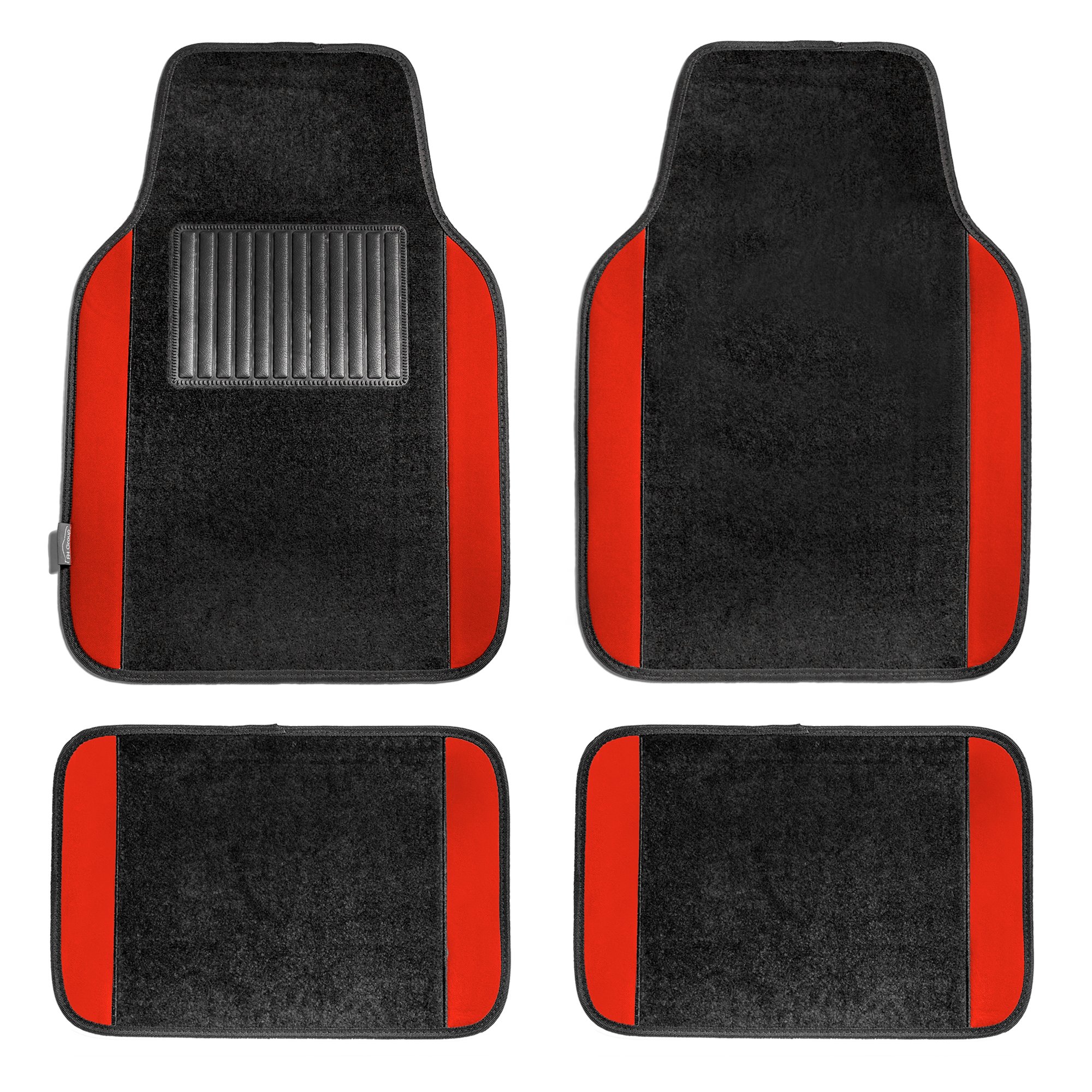 FH Group Car Floor Mats - Carpet Floor Mats for Cars, Universal Fit Automotive Floor Mats, All Purpose Car Floor Mats, Carpet Protector Mat for Most Sedan, SUV, Truck Floor Mats Red