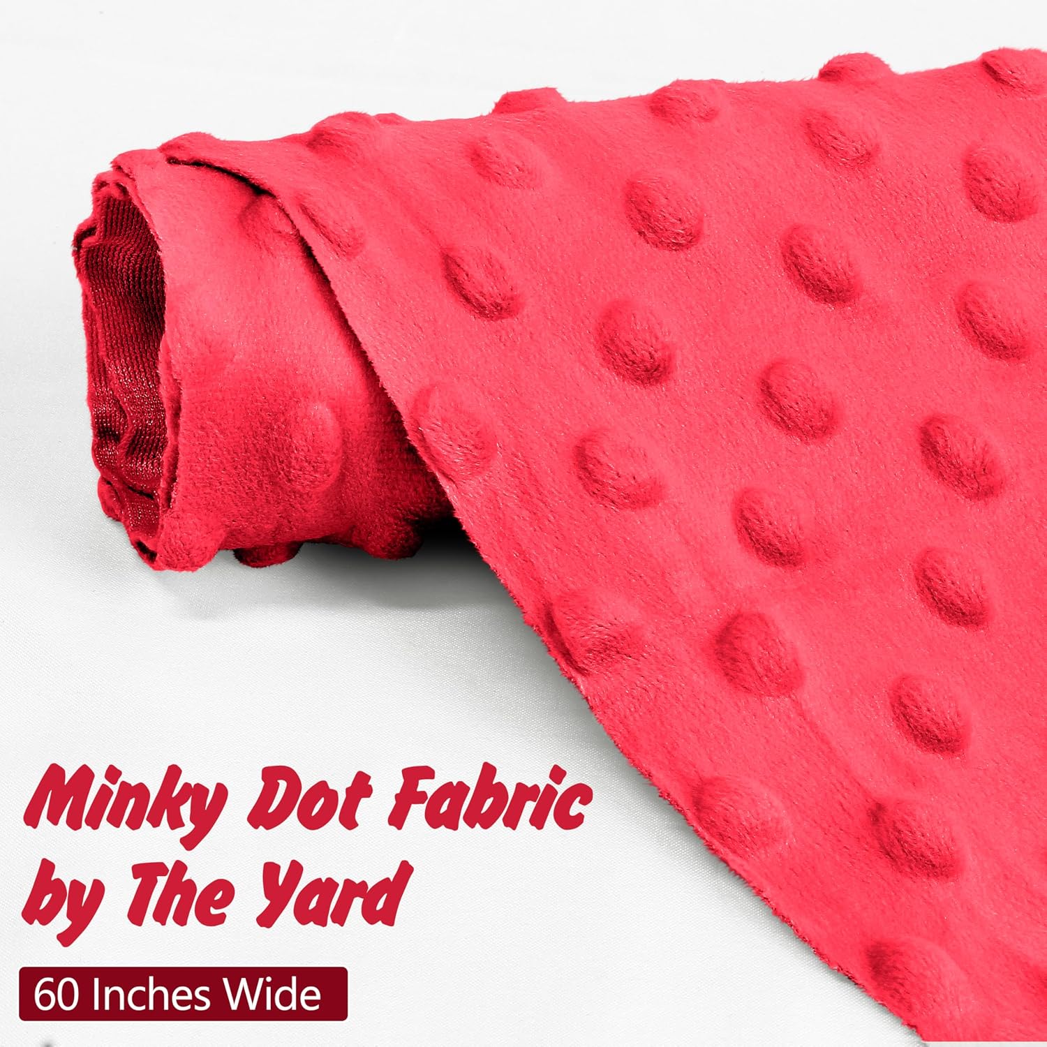Homiest Minky Dot Fabric by The Yard, 5 Yards x 60 Inch Wide, Light Red Color, Soft Cuddle Minky Fabric for Baby Blanket, Pillow Covers, Clothing Making, Scarf, Beanie, Sewing
