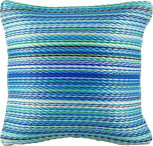 Fab Habitat Almohada de plástico reciclado prémium para exteriores, impermeable, resistente a la decoloración, a rayas, patio, porche, terraza,