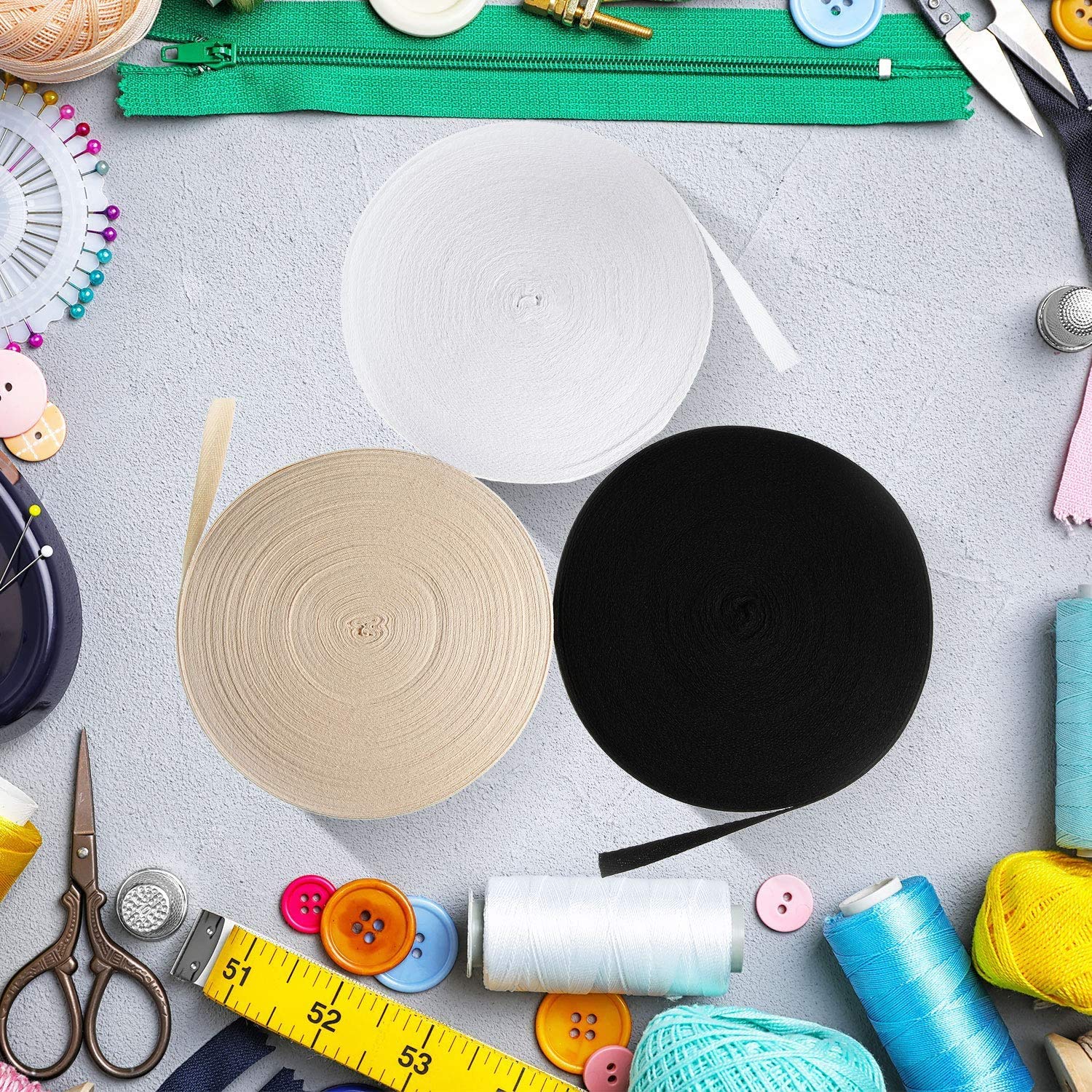Nastro A Spina Di Pesce In Cotone - 3 Rotoli 1cm Per Cucito Fai Da Te, Crafting | Bias Tape Naturale