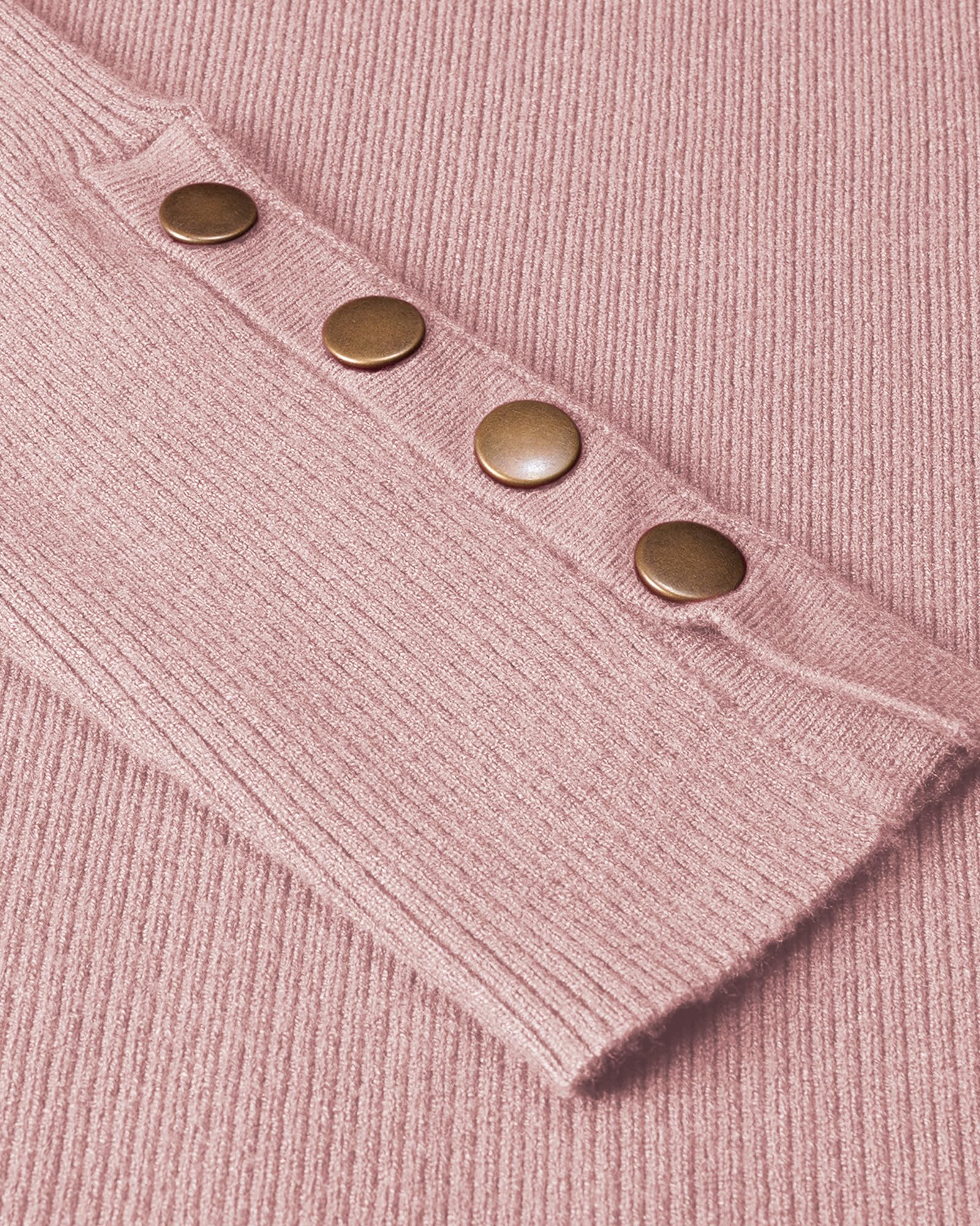 Newshows Pull-Over Solide à Manches Longues pour Femmes, col Ras du Cou en Tricot Boutons Stretch Décontracté Pull-Over Tops