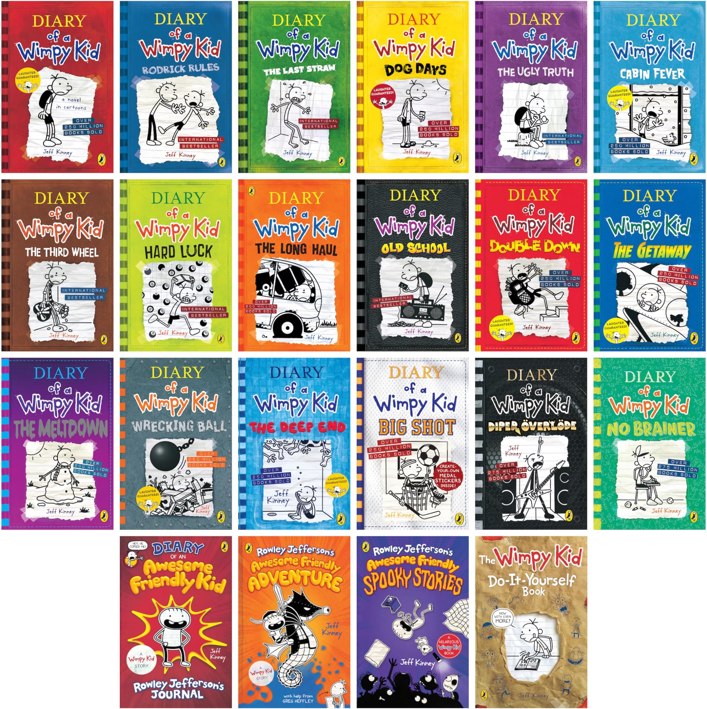 A Library of a Wimpy Kid 1-22 Boxed Set for Kids,22 Books Complete Collection Series, Paperback Edition for Children