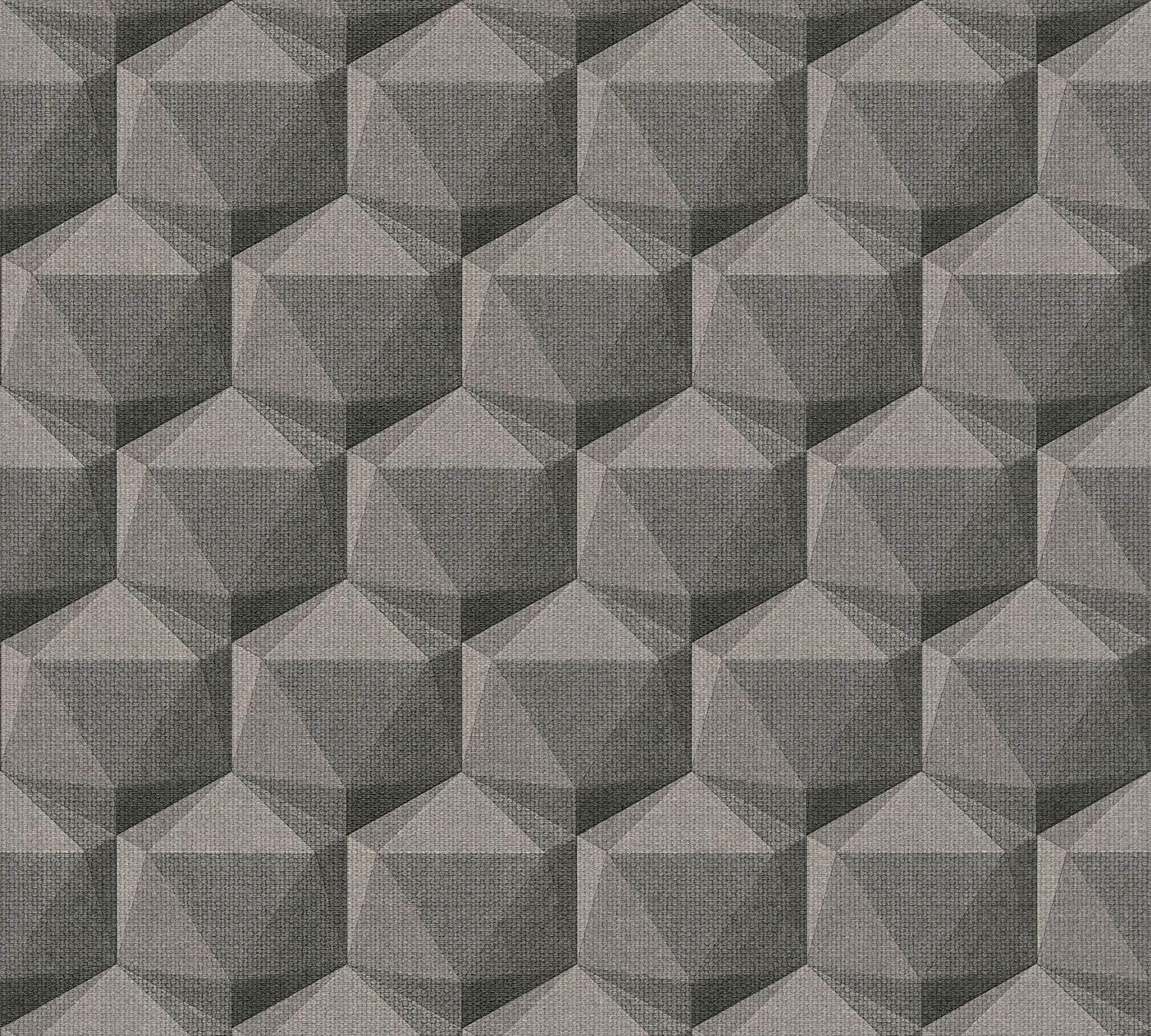 Papier peint intissé gris noir Profhome 387482-GU pour revêtement mural rétro 5,33m2