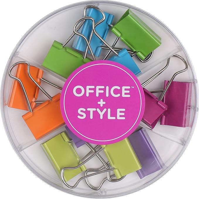 Office Style Medium Sized Binder Clips with Clear Plastic