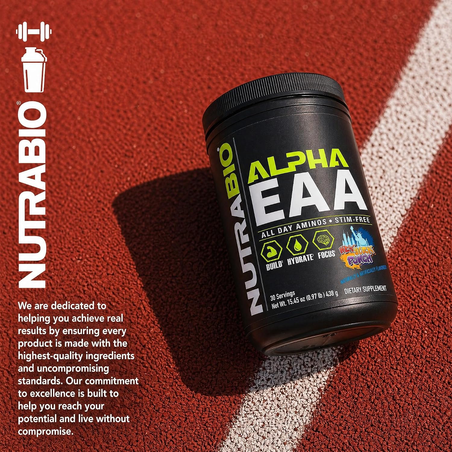 NutraBio Alpha EAA - All-Day Amino Acids for Muscle Growth and Hydration - Essential Amino Acids with Nootropics & Adaptogens- Full Spectrum EAA BCAA Powder - 30 Servings - New York Punch image 6