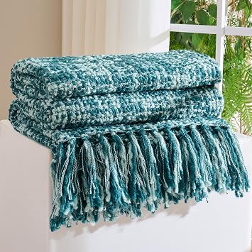 Multi-Color Cable Woven Throw Blanket for Couch - 60"X80"