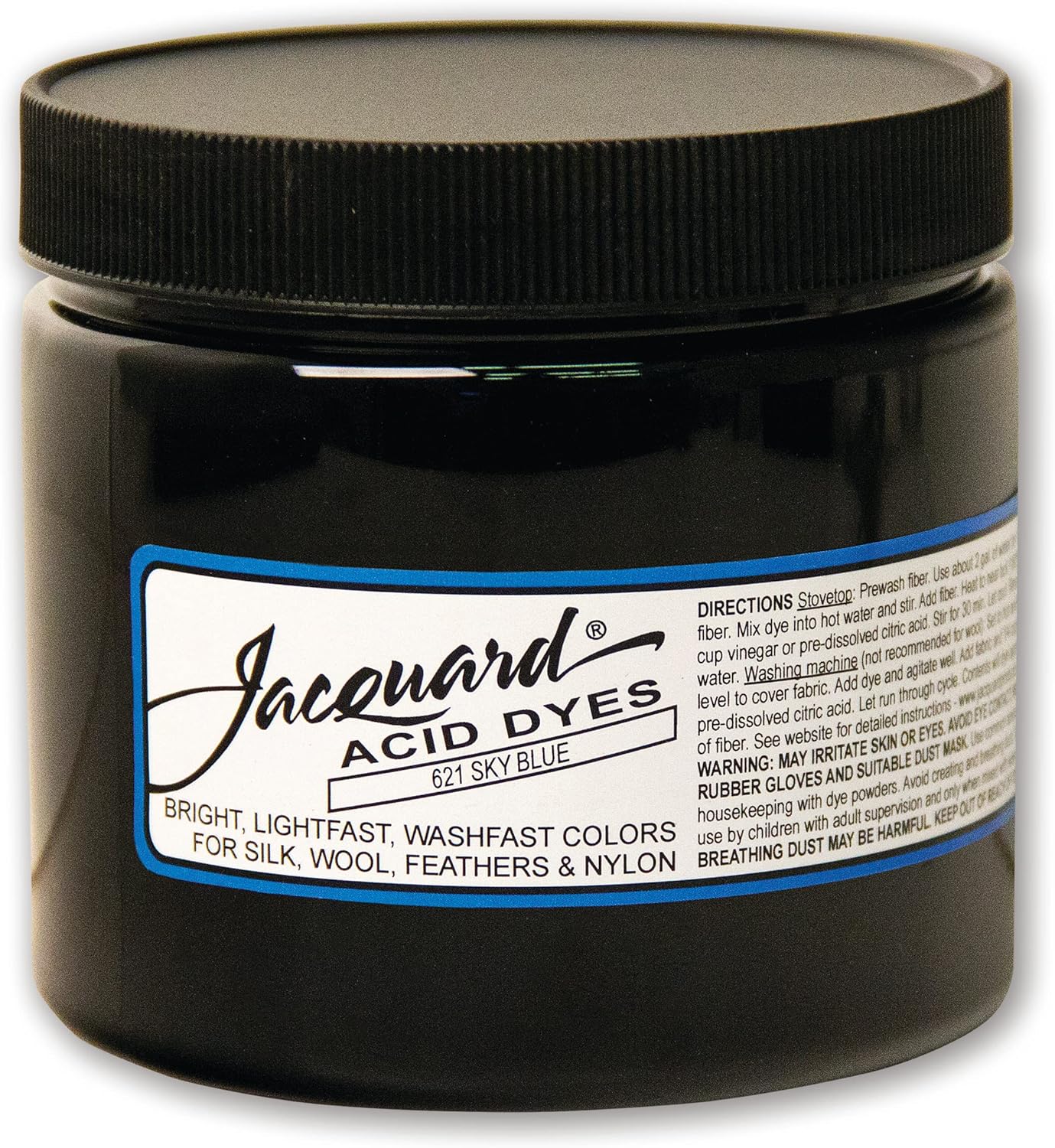 Jacquard Acid Dye - Sky Blue - 8 Oz Net Wt - Acid Dye for Wool - Silk - Feathers - and Nylons - Brilliant Colorfast and Highly Concentrated