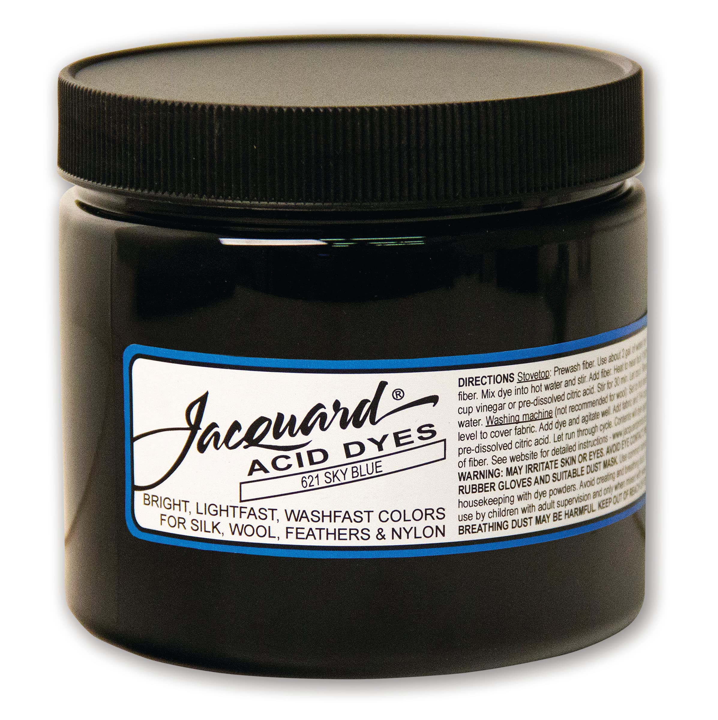 Jacquard Acid Dye for Wool, Silk and Other Protein Fibers, 8 Ounce Jar, Concentrated Powder, Sky Blue 621 — image 1