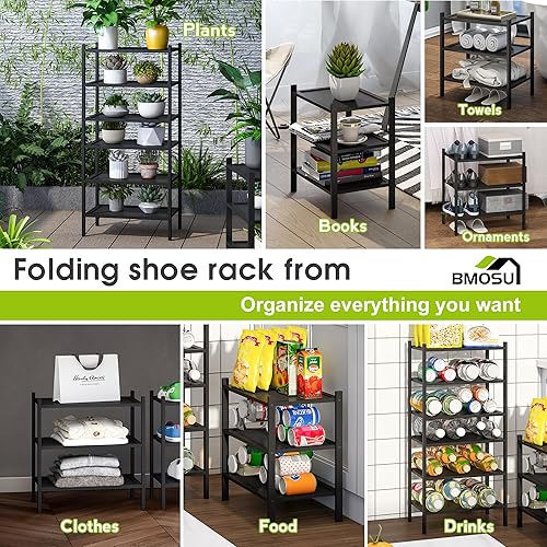 Miniatura 3 de BMOSU Zapatero pequeño de bambú de 2 niveles para entrada, zapatero de pie libre, estante apilable de alta calidad, organizador de almacenamiento